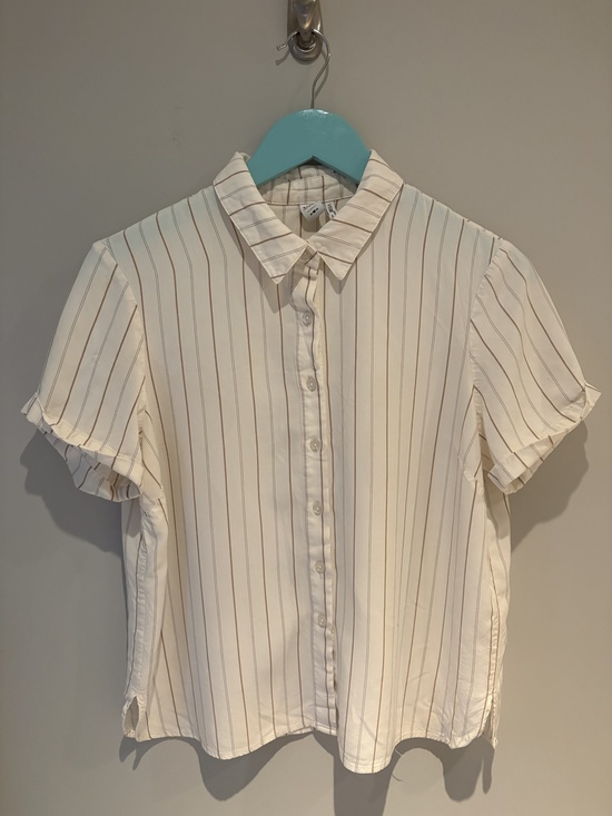 twik Tops - Cream Striped Viscose Blouse
